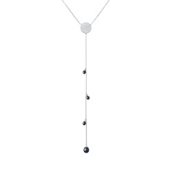 Colier perle naturale negre si argint cu cristale DiAmanti SK19253N_B-G (Argint 925‰ 5,3 g.)